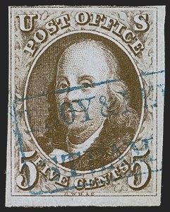 Sale 1255, Lot 95, 5c 1847 Issue, Cancellations: Railroads and Steamboat (Scott 1)