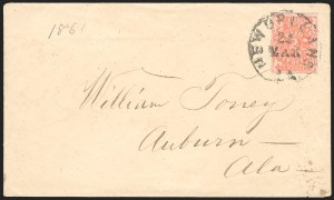 Sale 1260, Lot 154, Civil War and Confederate States: Stampless thru Postmasters' Provisionals