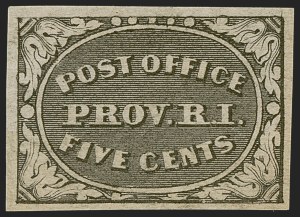 Sale 1262, Lot 571, Postmasters’ Provisionals, 1847 Issue, Providence, Rhode Island, 5c Gray Black (10X1) Sale 1262, Lot 571, Postmasters’ Provisionals, 1847 Issue