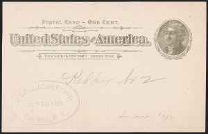 Sale 1268, Lot 507, Postal Card Essays and Errors