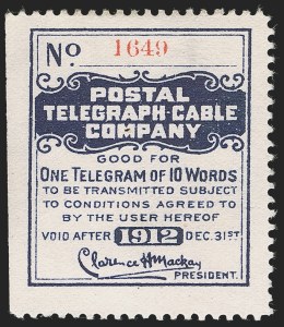 Sale 1285, Lot 2284, Telegraph Stamps