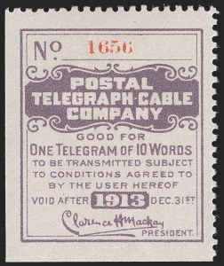 Sale 1285, Lot 2285, Telegraph Stamps
