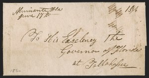 Sale 1291, Lot 36, Florida Postal History: Territorial Period (A-Q)