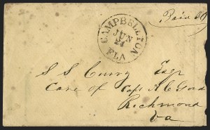 Sale 1291, Lot 443, Florida in the Civil War: Towns and Handstamped Paid