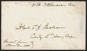 Sale 1291, Lot 593, Civil War Military Mails: Confederate Military and Govt. Figures