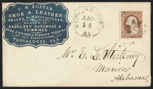 Sale 1291, Lot 605, Independent & Confederate State Uses of U.S. Stamps