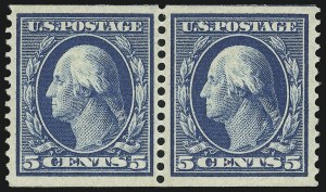Sale 904, Lot 364, 1908-12 Issues (Scott 334 to 356), 5c Blue, Coil (355) Sale 904, Lot 364, 1908-12 Issues (Scott 334 to 356)