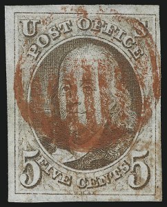 Sale 905, Lot 1140, 1847 Issue, 5c Red Brown (1) Sale 905, Lot 1140, 1847 Issue
