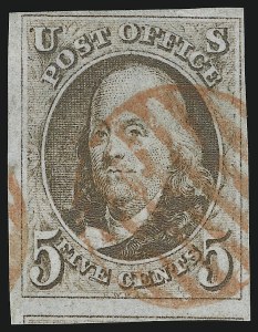 Sale 905, Lot 1153, 1847 Issue, 5c Red Brown (1) Sale 905, Lot 1153, 1847 Issue