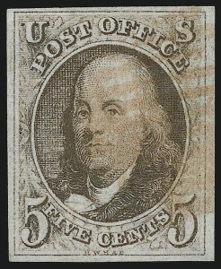 Sale 905, Lot 1159, 1847 Issue, 5c Brown (1) Sale 905, Lot 1159, 1847 Issue