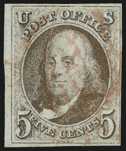 Sale 905, Lot 1191, 1847 Issue, 5c Red Brown (1) Sale 905, Lot 1191, 1847 Issue