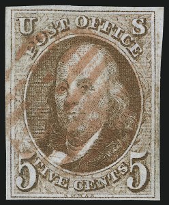Sale 905, Lot 1192, 1847 Issue, 5c Red Brown (1) Sale 905, Lot 1192, 1847 Issue