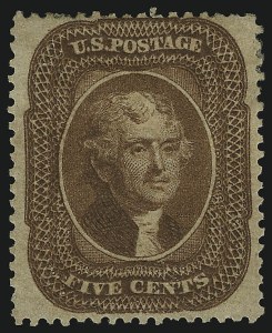 Sale 905, Lot 1371, 1857-60 Issue, 5c Orange Brown, Ty. II (30) Sale 905, Lot 1371, 1857-60 Issue