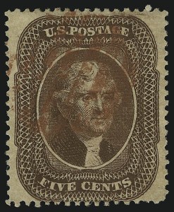 Sale 905, Lot 1382, 1857-60 Issue, 5c Brown, Ty. II (30A) Sale 905, Lot 1382, 1857-60 Issue
