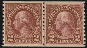 Sale 905, Lot 2790, 1922-25 Issue (Scott 551 to Later Issues), 2c Carmine, Joint Line Pair, Ty. I, II (599-599A) Sale 905, Lot 2790, 1922-25 Issue (Scott 551 to Later Issues)