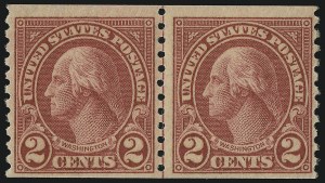 Sale 905, Lot 2792, 1922-25 Issue (Scott 551 to Later Issues), 2c Carmine, Ty. II, Coil (599A) Sale 905, Lot 2792, 1922-25 Issue (Scott 551 to Later Issues)