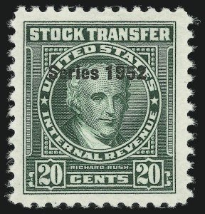 Sale 905, Lot 3600, Revenues, 20c Green, Series of 1952 (RD367) Sale 905, Lot 3600, Revenues