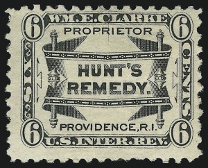 Sale 905, Lot 3648, Private Die Proprietary Stamps, William E. Clark, 6c Black, Watermarked (RS57d) Sale 905, Lot 3648, Private Die Proprietary Stamps