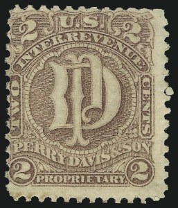 Sale 905, Lot 3654, Private Die Proprietary Stamps, Perry Davis & Son, 2c Brown Red, Old Paper (RS76a) Sale 905, Lot 3654, Private Die Proprietary Stamps
