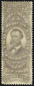 Sale 905, Lot 3661, Private Die Proprietary Stamps, John F. Henry, 2c Violet, Old Paper (RS112) Sale 905, Lot 3661, Private Die Proprietary Stamps