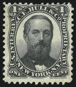 Sale 905, Lot 3676, Private Die Proprietary Stamps, C. E. Hull & Co., 1c Black, Old Paper (RS138a) Sale 905, Lot 3676, Private Die Proprietary Stamps