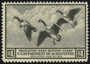 Sale 905, Lot 3735, Hunting Permits, $1.00 1936 Hunting Permit (RW3) Sale 905, Lot 3735, Hunting Permits