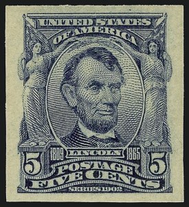 Sale 914, Lot 1280, 1902-08 Issues (Scott 300 thru 320), 5c Blue, Imperforate (315) Sale 914, Lot 1280, 1902-08 Issues (Scott 300 thru 320)
