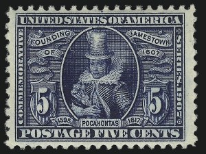 Sale 914, Lot 1309, Louisiana Purchase, Jamestown Issues, 5c Jamestown (330) Sale 914, Lot 1309, Louisiana Purchase, Jamestown Issues