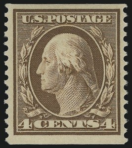Sale 914, Lot 1381, 1908-09 Washington-Franklin Issues (Scott 331 thru 356), 4c Orange Brown, Coil (354) Sale 914, Lot 1381, 1908-09 Washington-Franklin Issues (Scott 331 thru 356)
