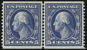 Sale 914, Lot 1383, 1908-09 Washington-Franklin Issues (Scott 331 thru 356), 5c Blue, Coil (355) Sale 914, Lot 1383, 1908-09 Washington-Franklin Issues (Scott 331 thru 356)