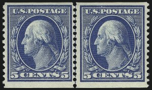Sale 914, Lot 1384, 1908-09 Washington-Franklin Issues (Scott 331 thru 356), 5c Blue, Coil (355) Sale 914, Lot 1384, 1908-09 Washington-Franklin Issues (Scott 331 thru 356)
