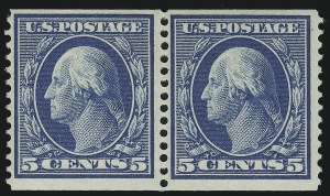 Sale 914, Lot 1386, 1908-09 Washington-Franklin Issues (Scott 331 thru 356), 5c Blue, Coil (355) Sale 914, Lot 1386, 1908-09 Washington-Franklin Issues (Scott 331 thru 356)