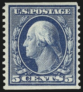 Sale 914, Lot 1387, 1908-09 Washington-Franklin Issues (Scott 331 thru 356), 5c Blue, Coil (355) Sale 914, Lot 1387, 1908-09 Washington-Franklin Issues (Scott 331 thru 356)