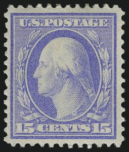 Sale 914, Lot 1405, Washington-Franklin Issues (Bluish Paper), 15c Pale Ultramarine, Bluish (366) Sale 914, Lot 1405, Washington-Franklin Issues (Bluish Paper)