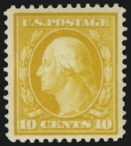Sale 914, Lot 1425, 1908-12 Issues (Scott 367 to 396), 10c Yellow (381) Sale 914, Lot 1425, 1908-12 Issues (Scott 367 to 396)