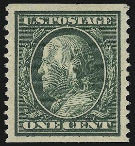 Sale 914, Lot 1441, 1908-12 Issues (Scott 367 to 396), 1c Green, Coil (387) Sale 914, Lot 1441, 1908-12 Issues (Scott 367 to 396)