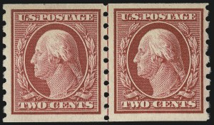 Sale 914, Lot 1457, 1908-12 Issues (Scott 367 to 396), 1c Green, 2c Carmine, Coil (392-393) Sale 914, Lot 1457, 1908-12 Issues (Scott 367 to 396)