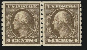 Sale 914, Lot 1475, 1908-12 Issues (Scott 367 to 396), 4c Brown, 5c Blue, Coils (395-396) Sale 914, Lot 1475, 1908-12 Issues (Scott 367 to 396)