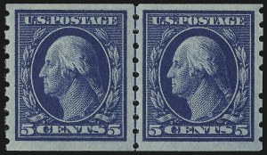 Sale 914, Lot 1477, 1908-12 Issues (Scott 367 to 396), 5c Blue, Coil (396) Sale 914, Lot 1477, 1908-12 Issues (Scott 367 to 396)