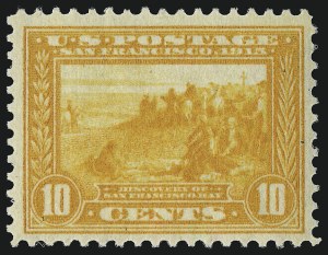 Sale 914, Lot 1491, 1913-15 Panama-Pacific Issue (Scott 397 thru 404), 10c Orange Yellow, Panama-Pacific (400) Sale 914, Lot 1491, 1913-15 Panama-Pacific Issue (Scott 397 thru 404)