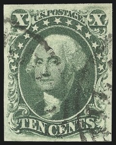 Sale 914, Lot 184, 1851-56 Issue, 10c Green, Ty. III (15) Sale 914, Lot 184, 1851-56 Issue