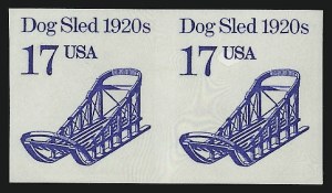 Sale 914, Lot 2463, Modern Coils, 17c Dog Sled, Coil, Imperforate (2135a) Sale 914, Lot 2463, Modern Coils