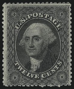 Sale 914, Lot 276, 1857-60 Issue, 12c Black, Plate 3 (36b) Sale 914, Lot 276, 1857-60 Issue