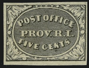 Sale 914, Lot 73, Postmasters, Providence R.I., 5c Gray Black (10X1) Sale 914, Lot 73, Postmasters