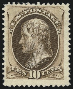 Sale 914, Lot 786, 1870-88 Bank Note Issues (Scott 178 thru 191), 10c Brown, Without Secret Mark (187) Sale 914, Lot 786, 1870-88 Bank Note Issues (Scott 178 thru 191)