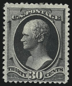 Sale 914, Lot 802, 1870-88 Bank Note Issues (Scott 178 thru 191), 30c Full Black (190) Sale 914, Lot 802, 1870-88 Bank Note Issues (Scott 178 thru 191)