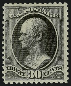 Sale 914, Lot 803, 1870-88 Bank Note Issues (Scott 178 thru 191), 30c Full Black (190) Sale 914, Lot 803, 1870-88 Bank Note Issues (Scott 178 thru 191)