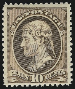 Sale 914, Lot 833, 1870-88 Bank Note Issues (Scott 205 thru 218), 10c Brown (209) Sale 914, Lot 833, 1870-88 Bank Note Issues (Scott 205 thru 218)