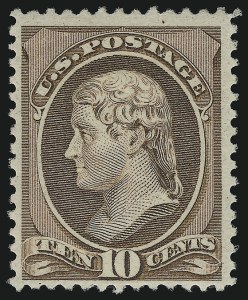 Sale 914, Lot 836, 1870-88 Bank Note Issues (Scott 205 thru 218), 10c Brown (209) Sale 914, Lot 836, 1870-88 Bank Note Issues (Scott 205 thru 218)