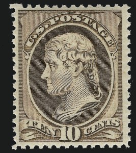 Sale 914, Lot 840, 1870-88 Bank Note Issues (Scott 205 thru 218), 10c Brown (209) Sale 914, Lot 840, 1870-88 Bank Note Issues (Scott 205 thru 218)